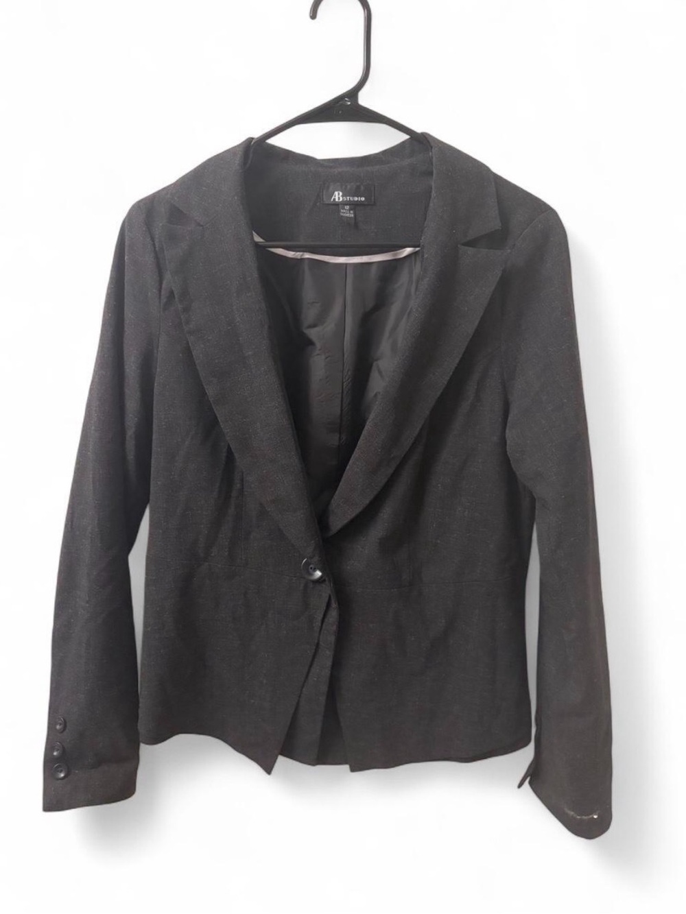 AB Studio Black/Dark Grey Single-Button Tailored Blazer